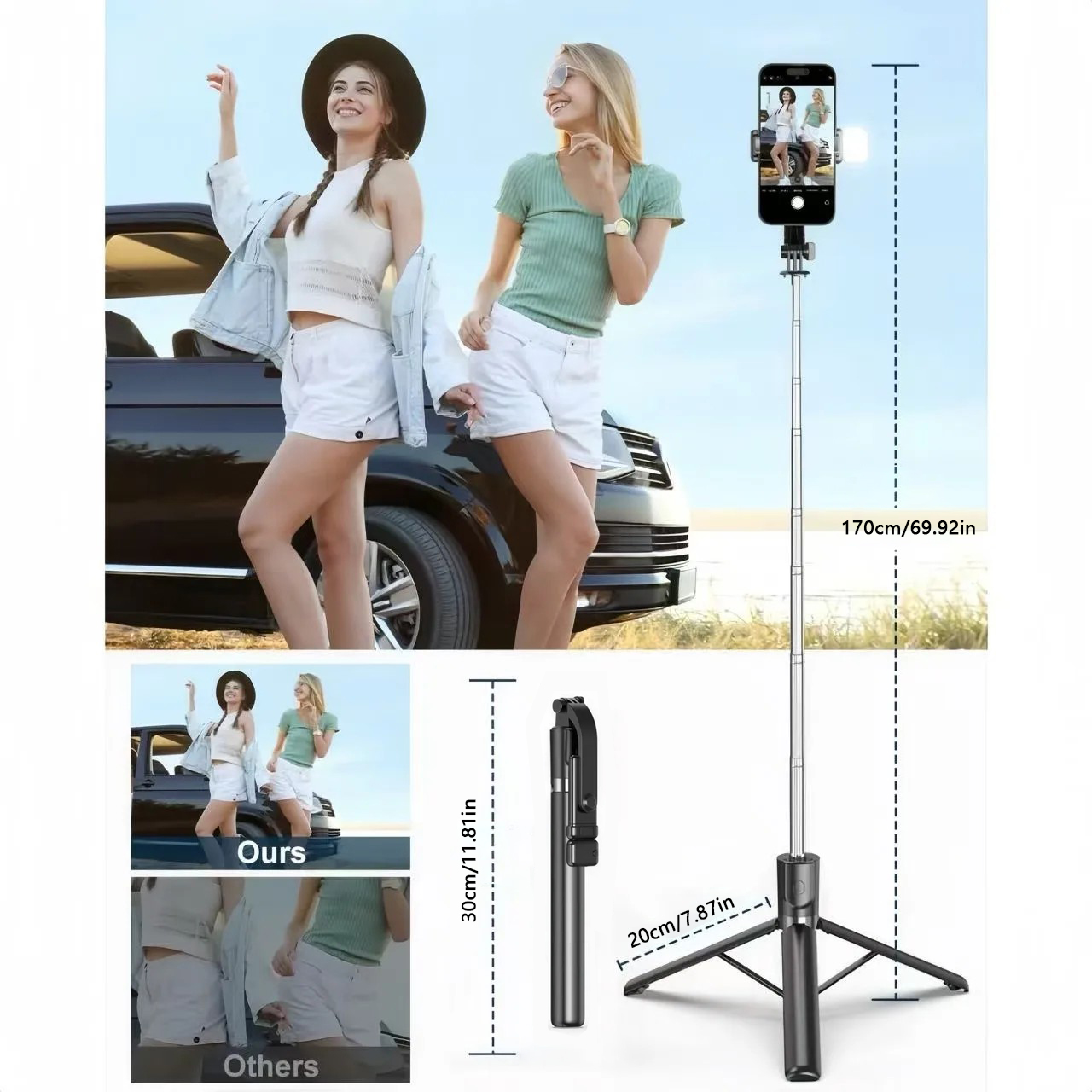 1700mm 셀카봉 무선 셀카봉 전화 삼각대 확장형 스 - Photography Basics 리뷰 및 가격